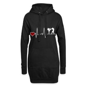 Muay Thai Thaiboxen Herzschlag - Hoodie-Kleid - Schwarz - Vorne