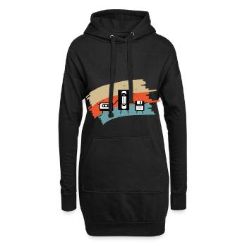 Retro Gamer Nerd VHS, Kassette und Diskette - Hoodie-Kleid - Schwarz - Vorne