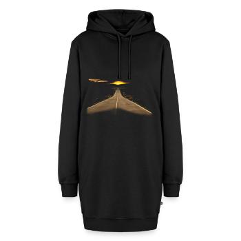 Weg Straße Fahrbahn Sonnenaufgang - Hoodie-Kleid - Schwarz - Vorne - AI Model Female 172 light (172cm)