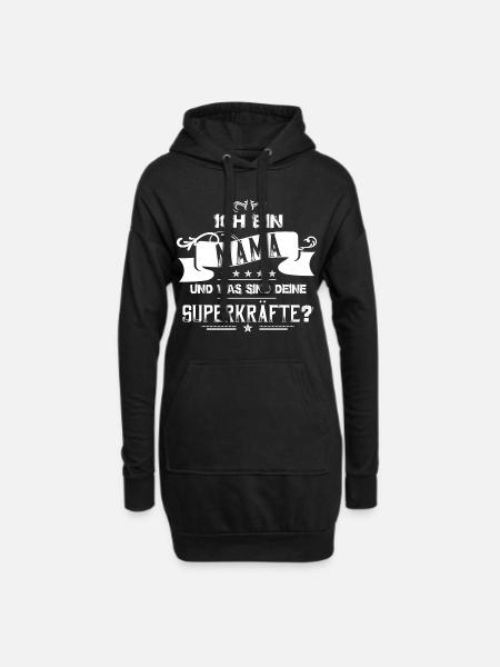 Ich bin Mama – Was sind deine Superkräfte? - Hoodie-Kleid - Schwarz
