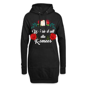Wo sind all die Romeos – Romantisches Statement - Hoodie-Kleid - Schwarz - Vorne