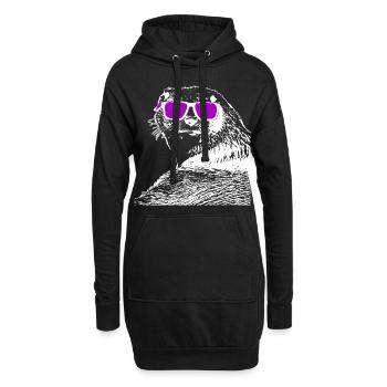 Otter mit Sonnenbrille - Hoodie-Kleid - Schwarz - Vorne
