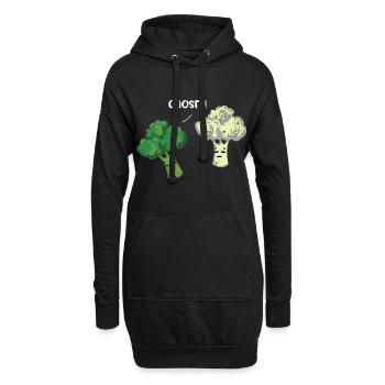 Brokkoli Blumenkohl - Hoodie-Kleid - Schwarz - Vorne