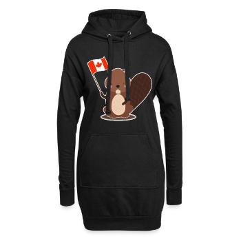 Biber Kanada süß Damm Geschenk Flagge Naturschutz - Hoodie-Kleid - Schwarz - Vorne