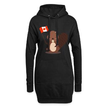 Biber Kanada süß Damm Geschenk Flagge Naturschutz - Hoodie-Kleid - Schwarz - Vorne