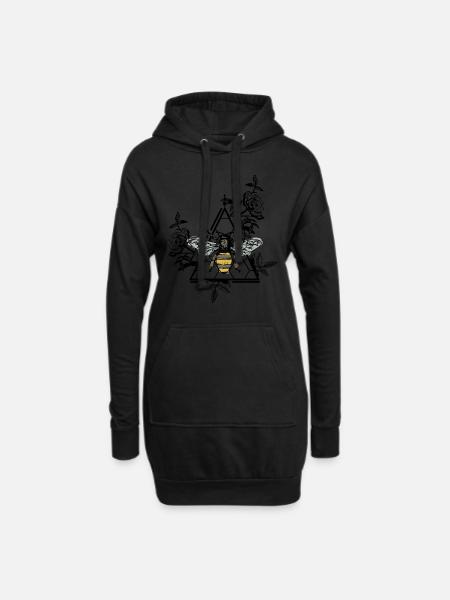 Bee wasp hornet honeycomb swag gift idea - Hoodie Dress - black