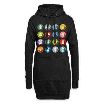 Robot famille - Sweat-shirt à capuche long Femme - noir - Devant