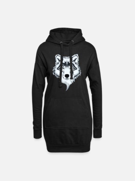 The White Wolf - Hoodie Dress - black
