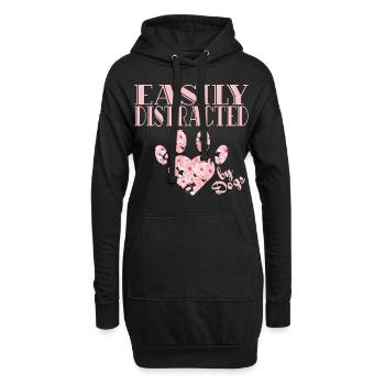 Facilement distrait par les chiens et les tissus - Sweat-shirt à capuche long Femme - noir - Devant