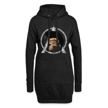Léonidas Casque et Sparta Symbole - Sweat-shirt à capuche long Femme - noir - Devant