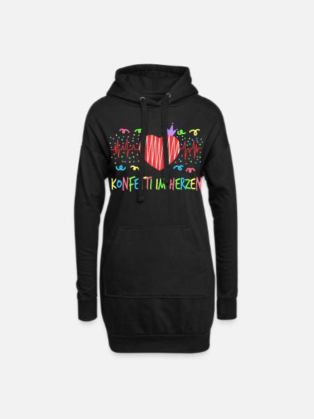 Buntes TStück "Konfetti im Herzen", das "Konfetti - Hoodie-Kleid - Schwarz