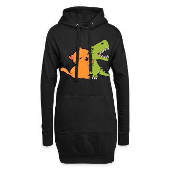 Teeshirt Cool Dinosaure Pour Amoureux des Animaux - Sweat-shirt à capuche long Femme - noir - Devant
