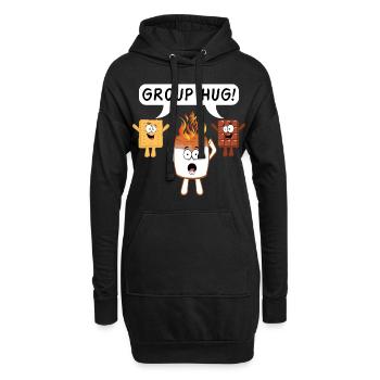 Schönes Feuer Camping Shirt für Camper "Group Hug - Hoodie-Kleid - Schwarz - Vorne