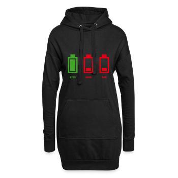 Batterie / Energie der Eltern - Hoodie-Kleid - Schwarz - Vorne