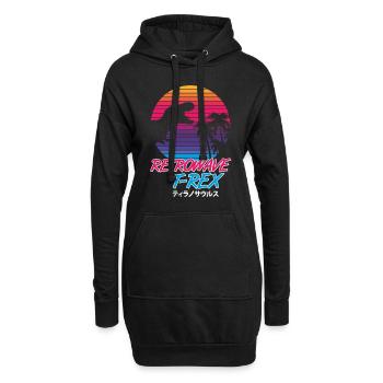 Retrowave T-Rex - Hoodie-Kleid - Schwarz - Vorne