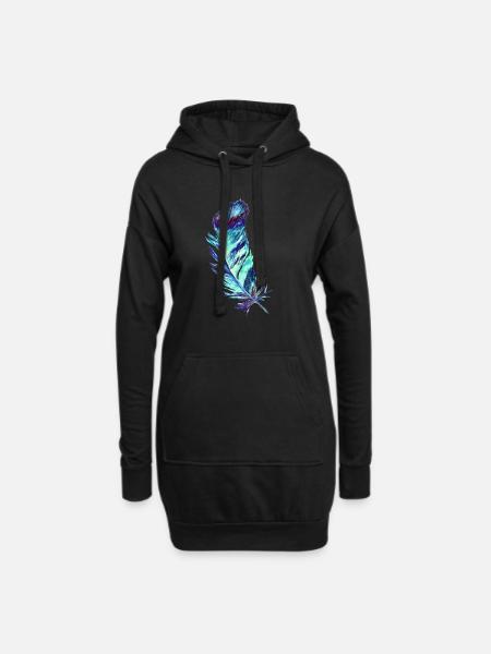feathers - Hoodie Dress - black