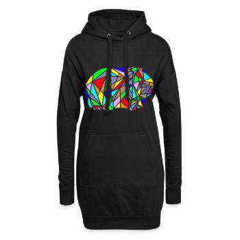 arc en ciel de cochon dinde polygone - Sweat-shirt à capuche long Femme - noir - Devant