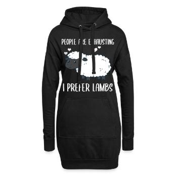 People Are Exhausting I Prefer Lambs Sheep - Hoodie-Kleid - Schwarz - Vorne