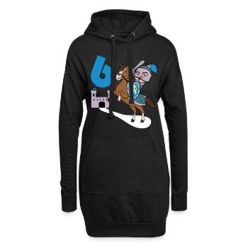 6. Geburtstag Große Geschenkidee für jeden Ritter - Hoodie-Kleid - Schwarz - Vorne