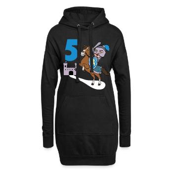 5. Geburtstag Große Geschenkidee für jeden Ritter - Hoodie-Kleid - Schwarz - Vorne