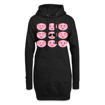 Cool Cochon Rose Humeur Différente Visages De - Sweat-shirt à capuche long Femme - noir - Devant