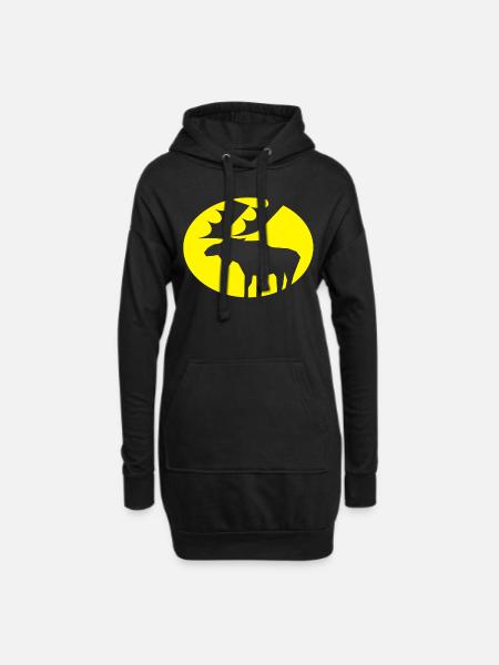Elch - Hoodie-Kleid - Schwarz