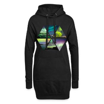 Polar Lichter - Hoodie-Kleid - Schwarz - Vorne