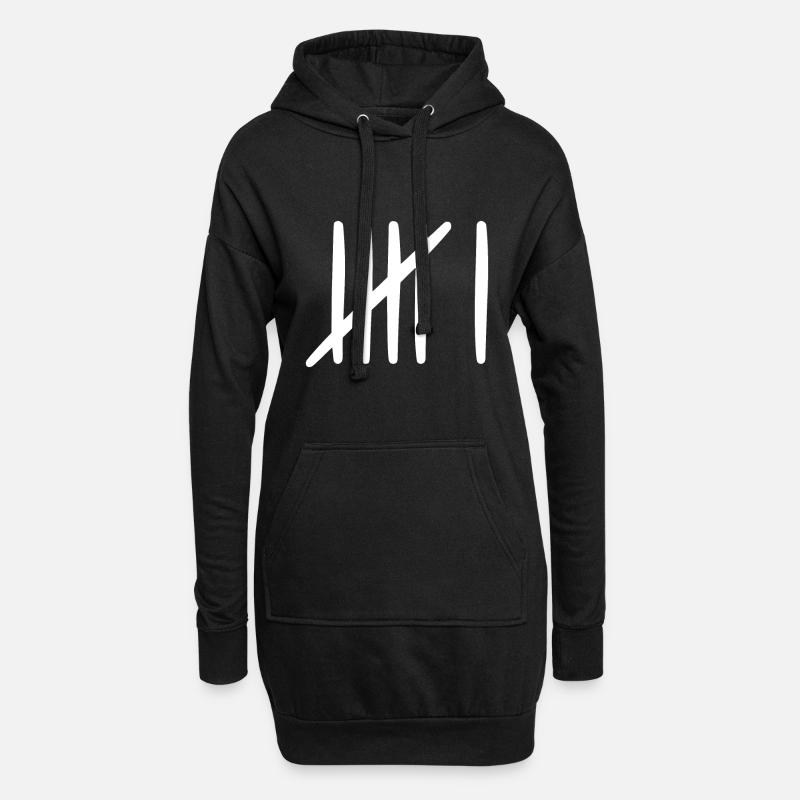 6 Geburtstag Strichliste 6 Jahre alt - Hoodie-Kleid - Schwarz