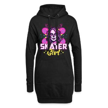 Skater Girl Longboard Skateboard Geschenkidee - Hoodie-Kleid - Schwarz - Vorne
