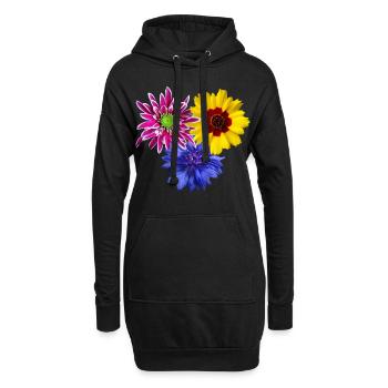 Fleurs, floraison, pétales, fleuri, fleur, floral - Sweat-shirt à capuche long Femme - noir - Devant