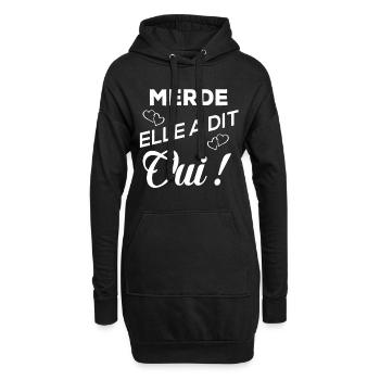 MERDE ELLE A DIT OUI - Sweat-shirt à capuche long Femme - noir - Devant