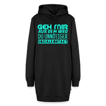 Geh mir aus dem Weg du unnötiger Sozialkontakt - Hoodie-Kleid - Schwarz - Vorne