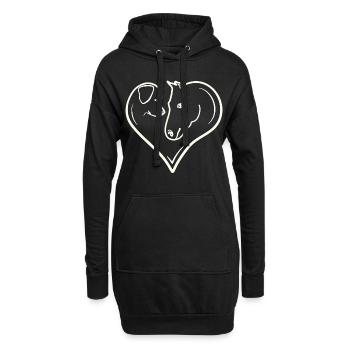 Herz Hund Pferd Liebe - Hoodie-Kleid - Schwarz - Vorne