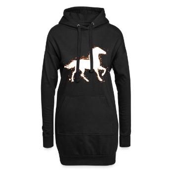 Pferd Pferde - Hoodie-Kleid - Schwarz - Vorne