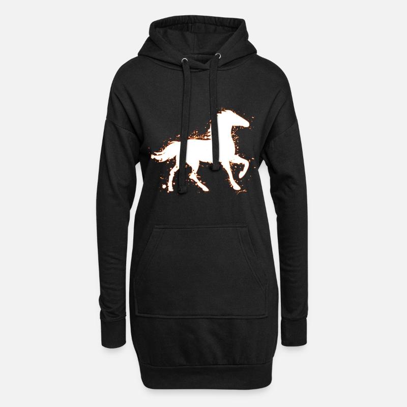 Pferd Pferde - Hoodie-Kleid - Schwarz