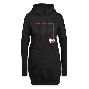 Herz Rahmen Ornament Linie Anpassbar - Hoodie-Kleid - Schwarz - Vorne