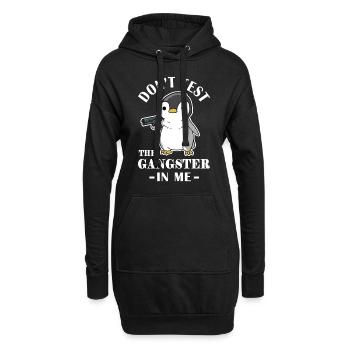 Gangster Pinguin Geschenk - Hoodie-Kleid - Schwarz - Vorne