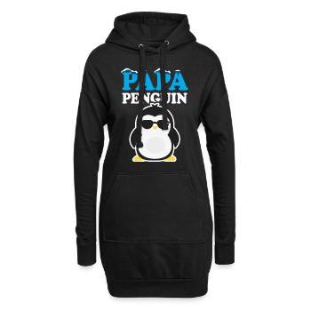 Cadeau de fête des pères papa pingouin - Sweat-shirt à capuche long Femme - noir - Devant