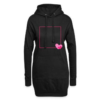 Herz Rahmen Ornament Linie Anpassbar - Hoodie-Kleid - Schwarz - Vorne