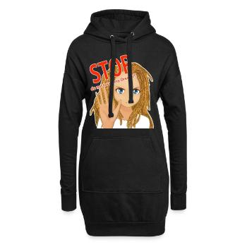 STOP do not touch my dreads ! dreads blonds - Sweat-shirt à capuche long Femme - noir - Devant