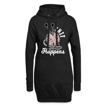 Knitting knitting needle thread - Hoodie Dress - black - Front