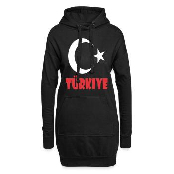 Turquie Design - Sweat-shirt à capuche long Femme - noir - Devant