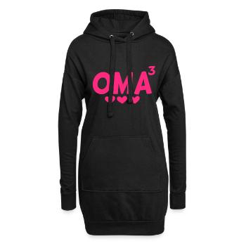 Oma hoch Drei - Dreifache Oma - Hoodie-Kleid - Schwarz - Vorne
