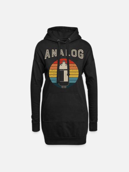 Retro Analoger Modularer Synthesizer Musiker - Hoodie-Kleid - Schwarz