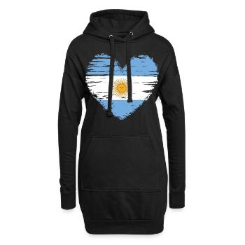 Argentine coeur drapeau blason - Sweat-shirt à capuche long Femme - noir - Devant