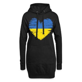 Ukraine coeur drapeau blason - Sweat-shirt à capuche long Femme - noir - Devant