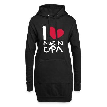 Ich liebe mein Opa - Hoodie-Kleid - Schwarz - Vorne