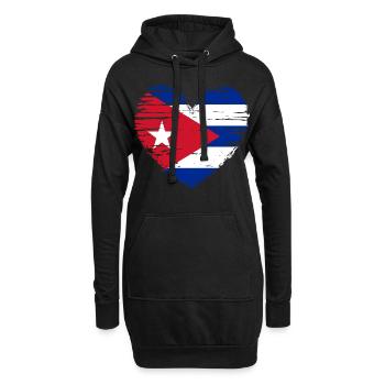 Cuba coeur drapeau blason - Sweat-shirt à capuche long Femme - noir - Devant