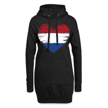 Pays-Bas coeur drapeau drapeau blason - Sweat-shirt à capuche long Femme - noir - Devant