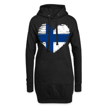 Finnland Herz Flagge Fahne Wappen - Hoodie-Kleid - Schwarz - Vorne